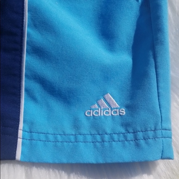 RARE Vintage ADIDAS high waisted running Shorts bright Blue White & Navy striped - Picture 7 of 12